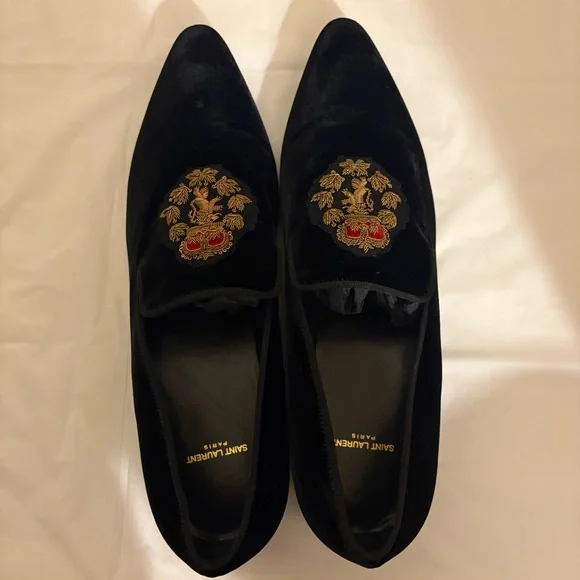 NWOT SAINT LAURENT mens velvet loafers - Picture 3 of 14